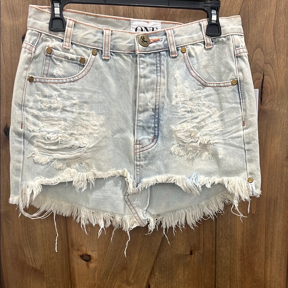 NWT One Teaspoon Stoned Junkyard Denim Skirt Size AUS-25 US-0/2